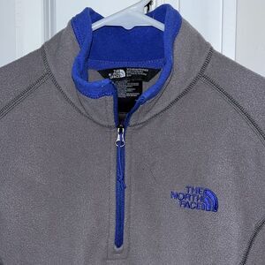 The North Face Gray Fleece T-Neck LS Pullover 1/4 Zipper Sweatshirt Sweater S